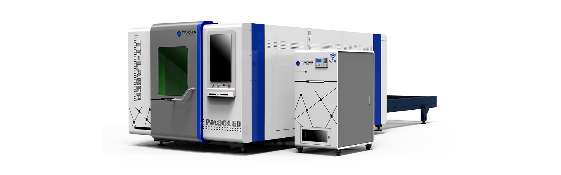 Máquina de corte a laser de fibra de proteção total de plataforma dupla TC-PM3015D